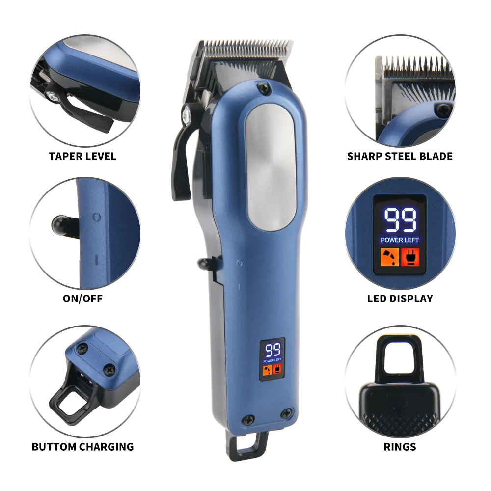 PRITECH LED Display Rechargeable Cordless Professional Hair Trimmer Clipper