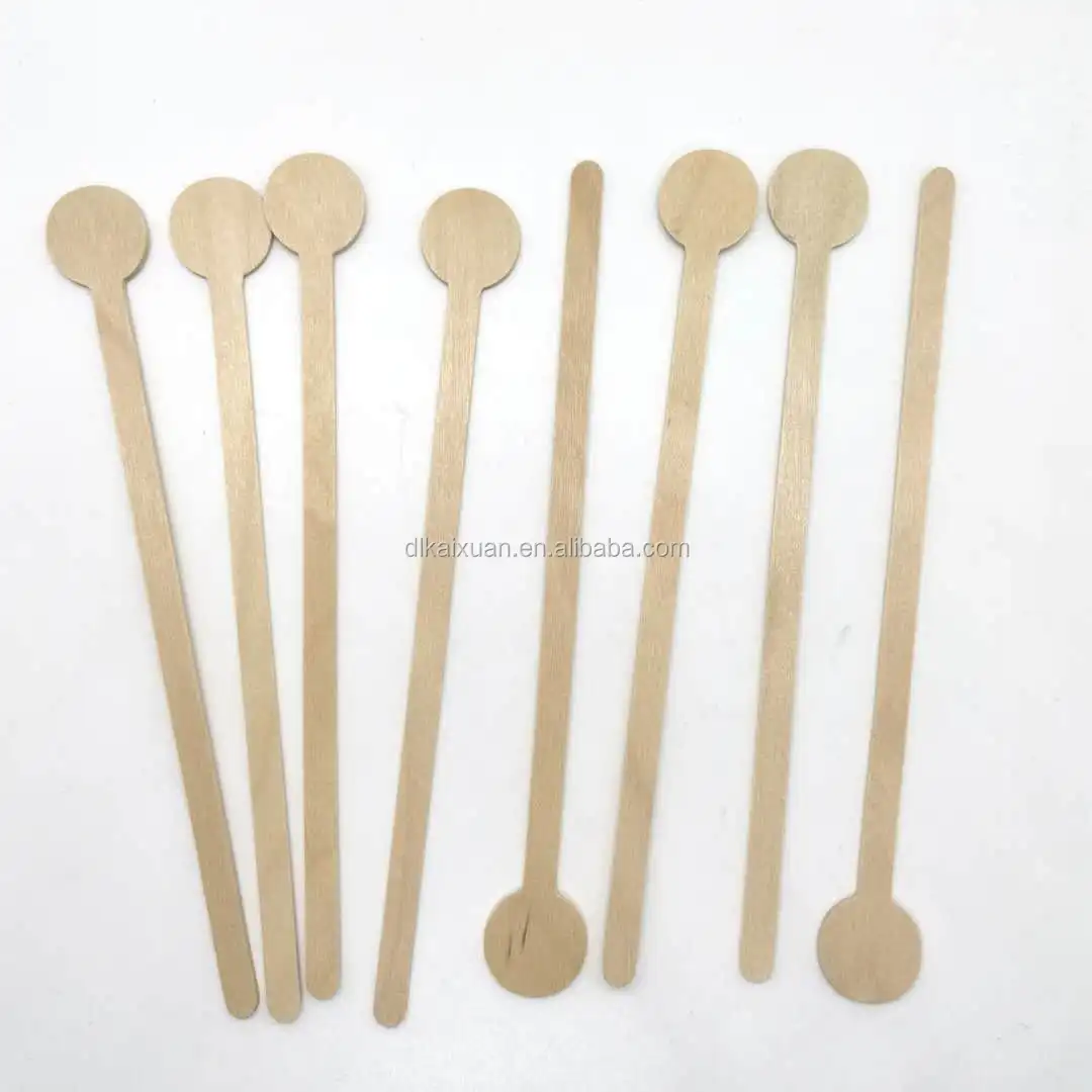 Disposable Biodegradable Wooden Round Paddle Coffee Stirrer  wooden coffee stick