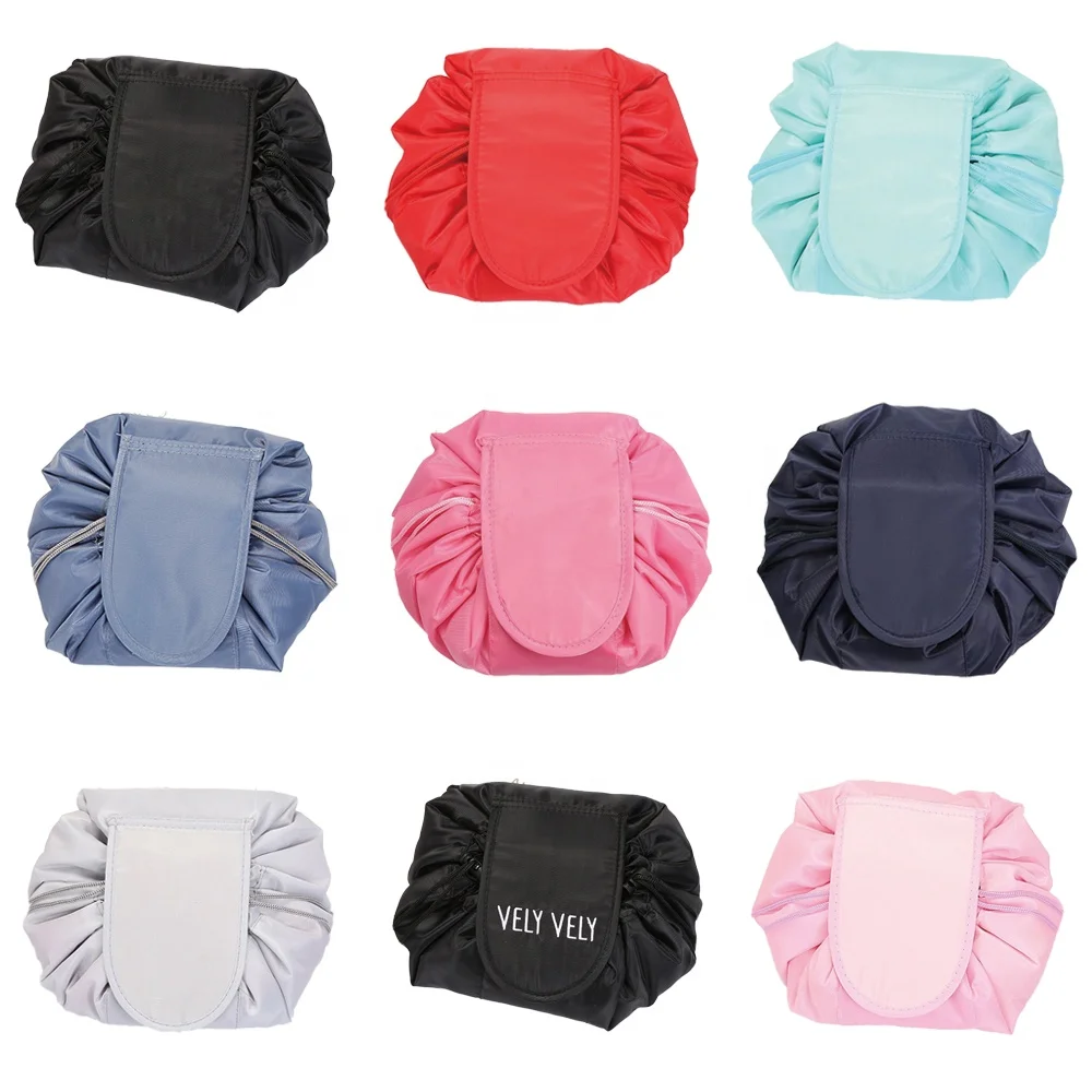 Косметичка на шнурке, портативная дорожная сумка для хранения ювелирных изделий, Полиэстеровая плоская косметичка для отдыха