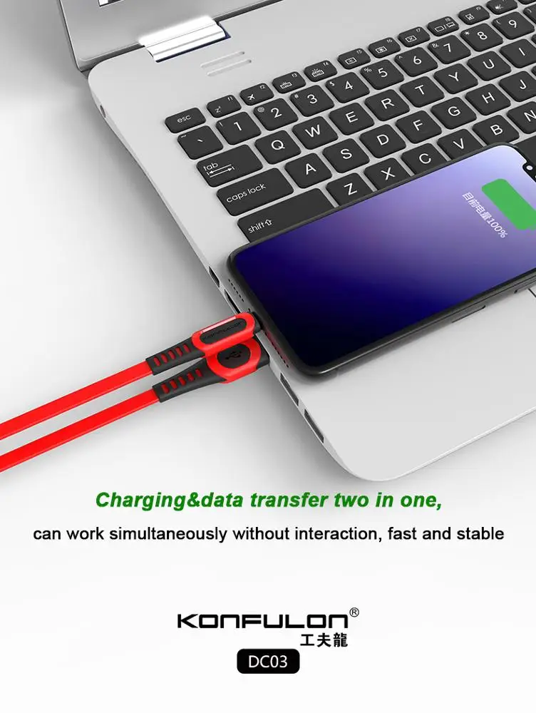 
Konfulon Ultra Strong fast usb c charging data cable for mobile phones 