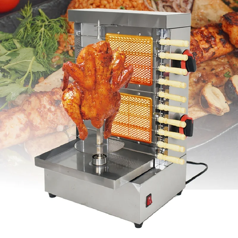 Commercial 2 Burners Gas Shawarma Machine Chicken Automatic Rotating Doner Kebab Machine Chicken Shawarma Grill Machine
