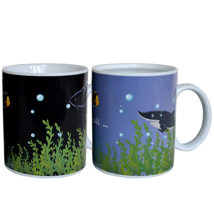 
Factory wholesale heating and color-changing water cup Sublimation mug of creative underwater world ceramics 