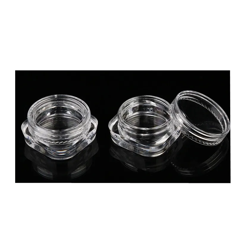 1.5g 2g PS plastic square clear loose powder cream jar, glitter powder jar, cosmetic sample jar