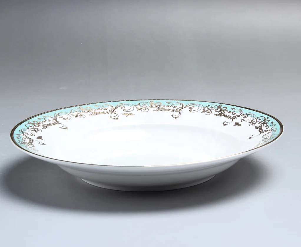 hot selling gold plated design new bone china dinner plates ceramic porcelain dinnerware set