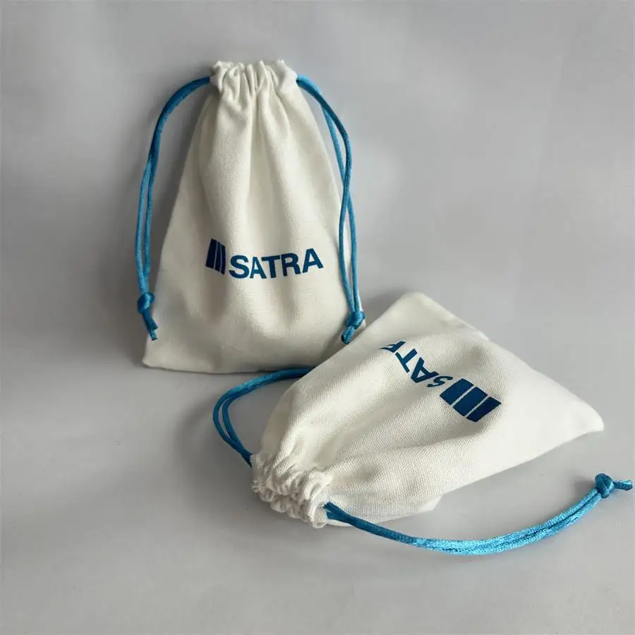 Custom with logo eco friendly fabric storage muslin jewelry women cosmetic bag luxury small mini canvas cotton drawstring bag