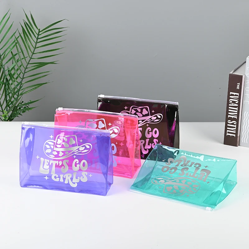 Portable Waterproof  Clear PVC Small Zipper Bag Clothes Hair Packaging Bags Zip Lock Bag with logo