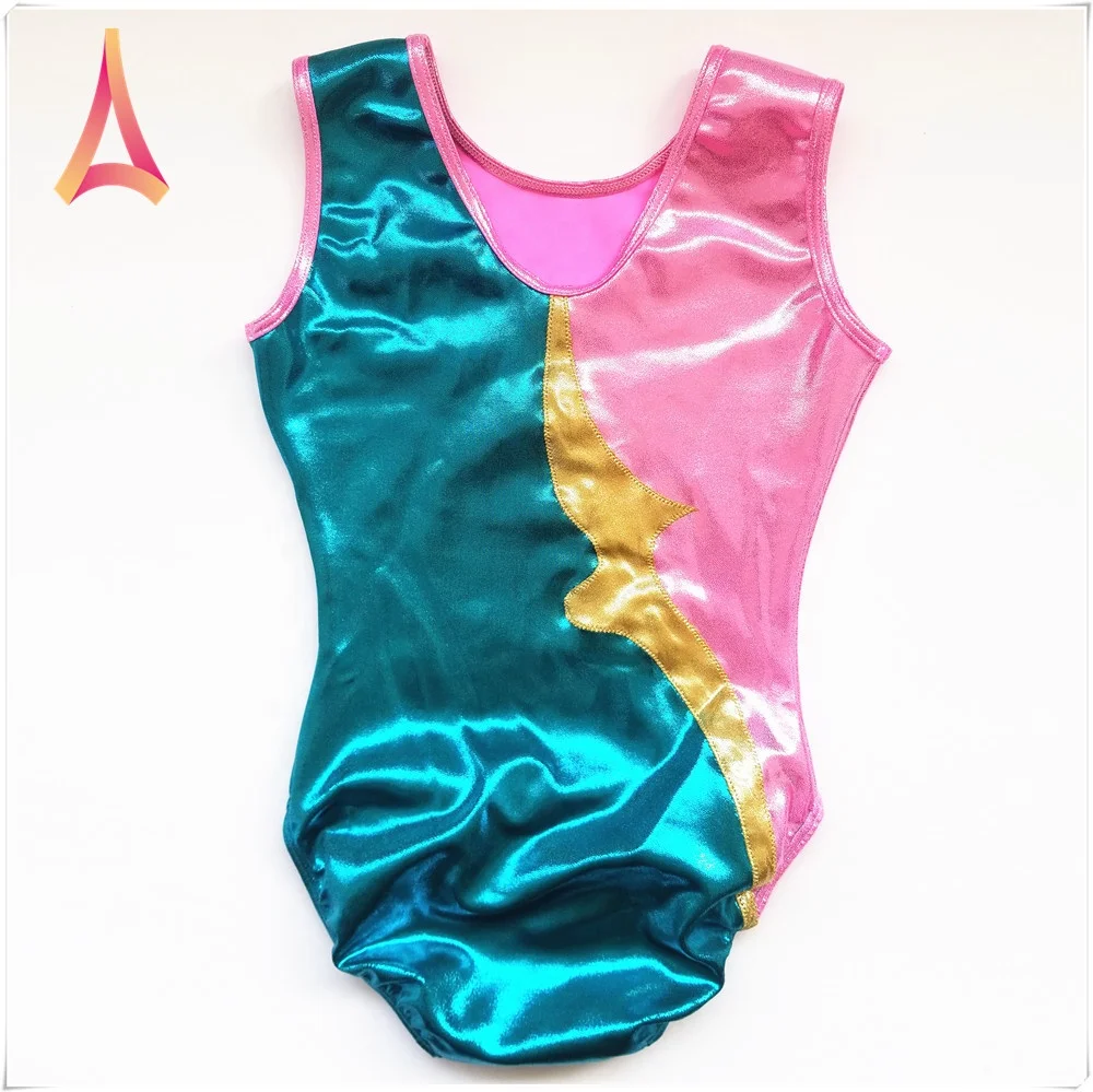 Two-tone Spandex Foil gymnastics team leotard for training leotard adult