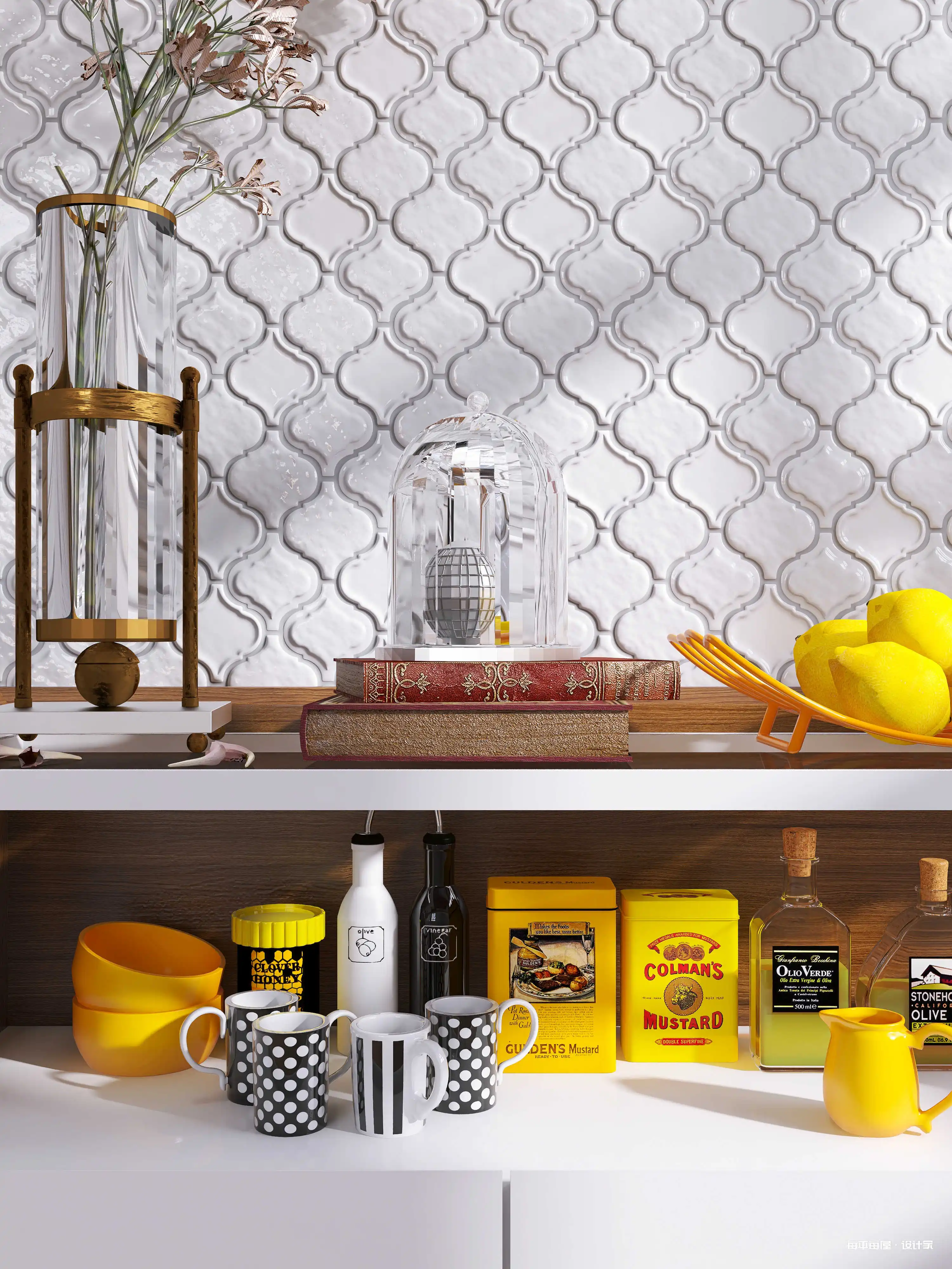 Fish Scale Marble Porcelain Like Glass Mosaics Tiles