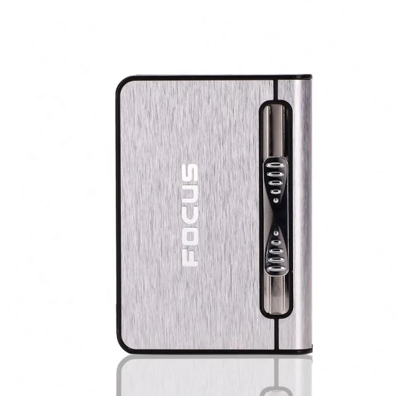 Automatic Aluminum Alloy Ladies Slim cigarette case with lighter