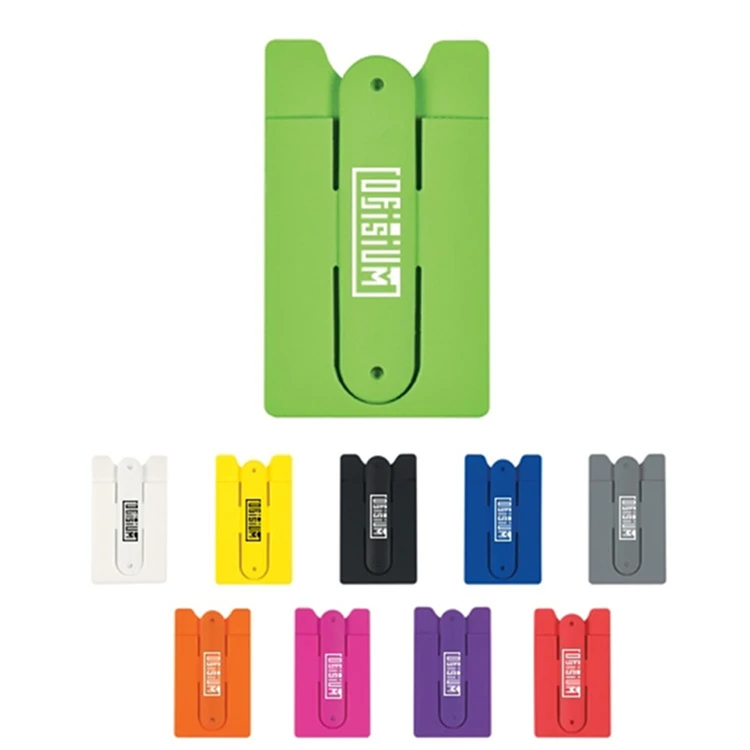 Custom Printed Logo 3M Sticker Silicone Mobile Phone Card Holder Wallet Adhesive Cell Phone Card Holder for Phone Back