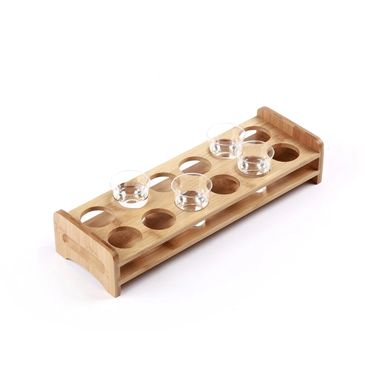 Custom Bamboo Wine Rack Wood Bottle Shelf Wine Storage Holders Glass Cup Display Stand For Wholesale
