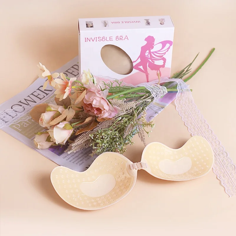 OEM/ODM Seamless Mango shape strapless invisible push up washable protect breast adhesive bra