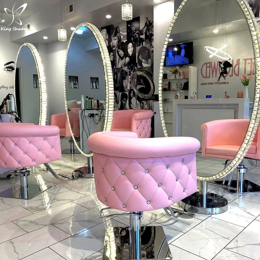 Hot Sale Pink Color Modern Barber Salon Hairdressing chair Luxury Salon Styling Chair