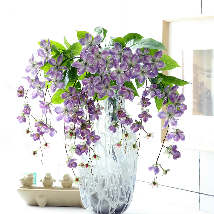 High Quality 3D Print Artificial Silk Jasmine Malus Spectabilis Hanging Flower for Wedding Home Hotel Table Decoration