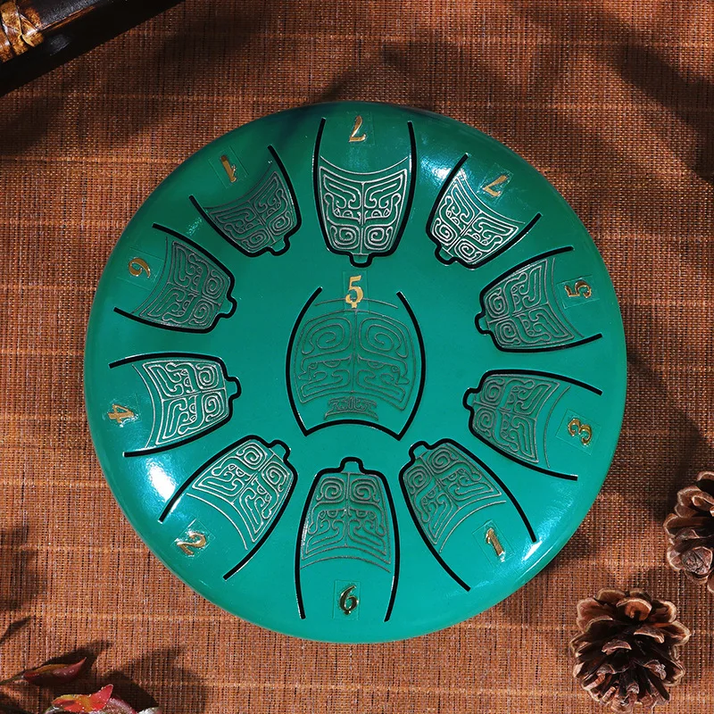 YML wholesale colorful  carving  carbon  steel  tongue drum music instrument drum 6 inch 11 notes hand pan drum