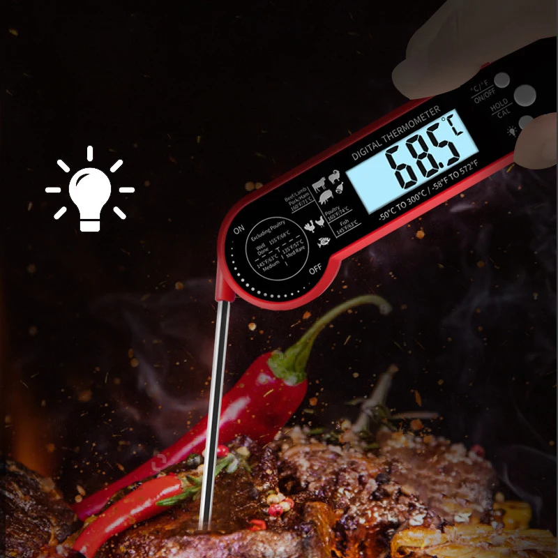 3 in 1 Digital Meat Thermometer, Instant Read Food Thermometer with 2 Detachable Wired Probe for Grilling, Cooking, BBQ