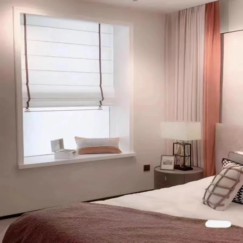 Современные легкие Роскошные Металлические Электрические римские занавески Складные жалюзи гостиничные рулонные шторы для гостиной