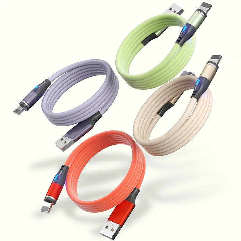 540 degree Magnetic 3in1 fast charging cable rotate magnetism data line magnet 5A fast charging data cable