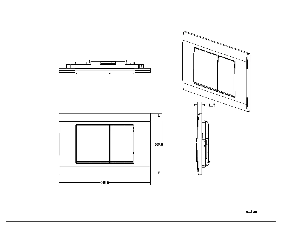 Polished chrome dual flush plate for concealed cistern- fit for Geberitsigma concealed cistern