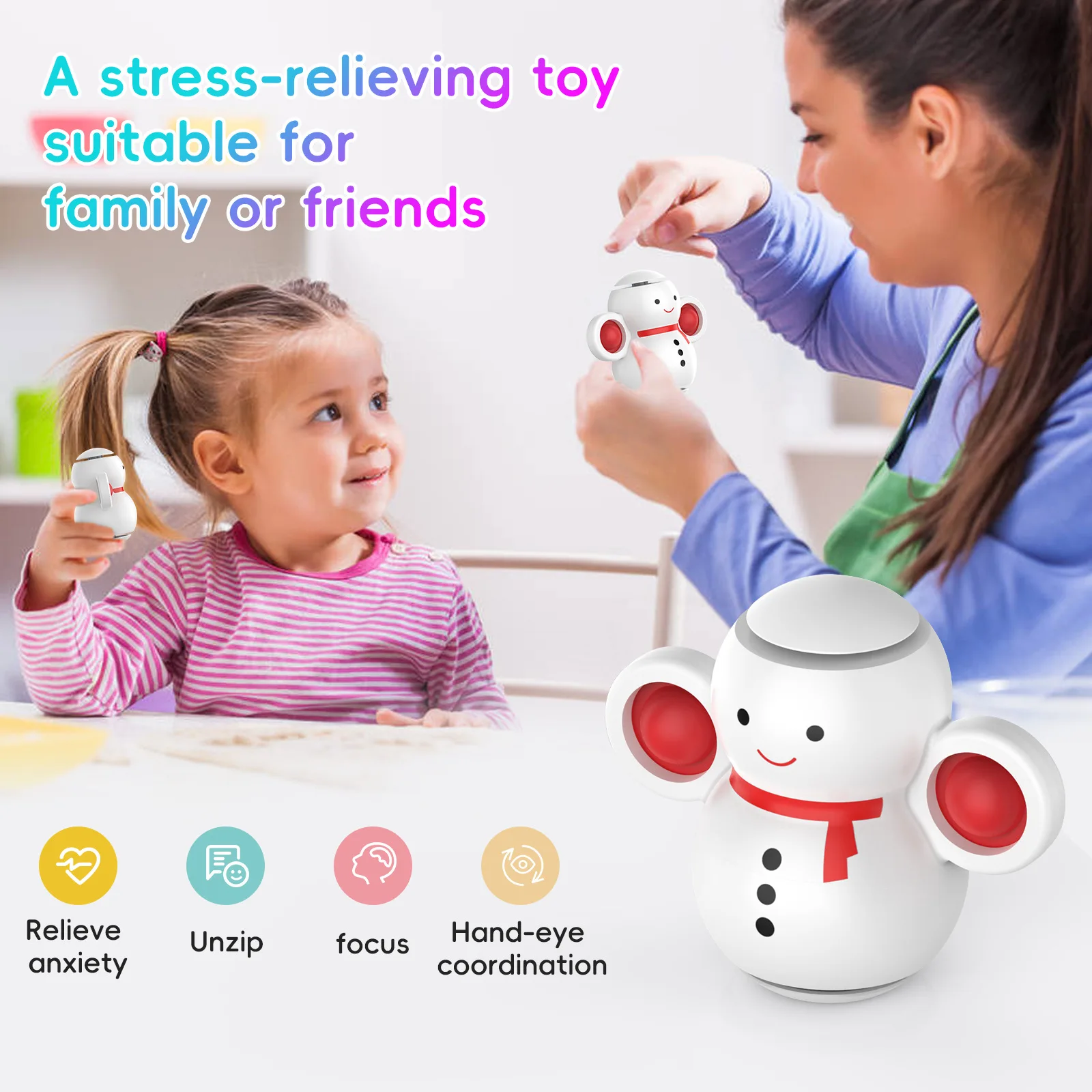 2023 Newest Pop Fidgety Bubble Rotate Snowman Fidget Toy Stress Relief Anxiety Toys Pop It Push Bubble Poppe Popit Fidget Toy