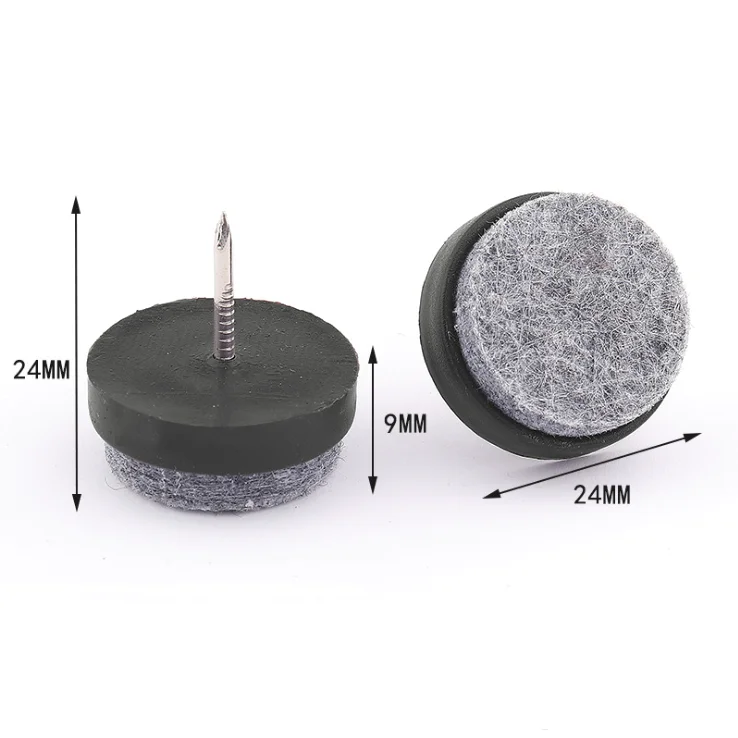 24mm wool felt glides black brown color furniture accessories for chair legs