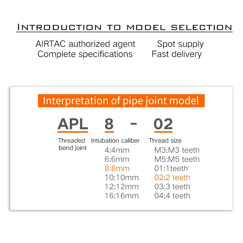 AIRTAC pneumatic air pipe  APL4/6/8/10/12/16-M5-01-02-03-04 quick inserting and bending joint