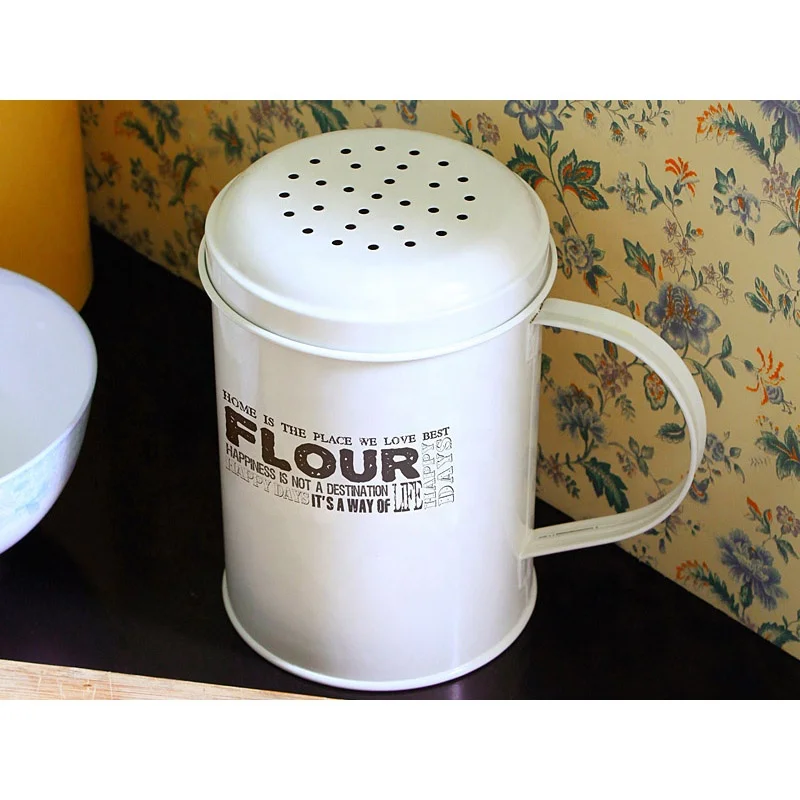 Factory Wholesale Customized Flour Shaker Metal Kitchen Utensils Sustainable Storing Power Flour Canister
