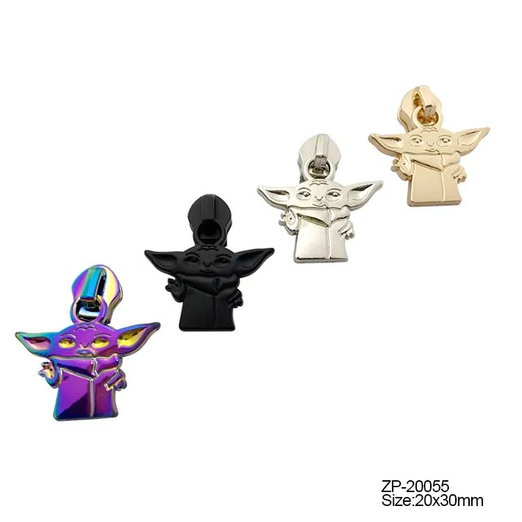 Wholesale customized brand logo metal zipper puller slider for handbag/jacket