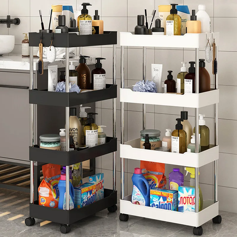Multifunctional metal service, practical trolley, net basket, kitchen bathtub, drawer, rolling storage cart