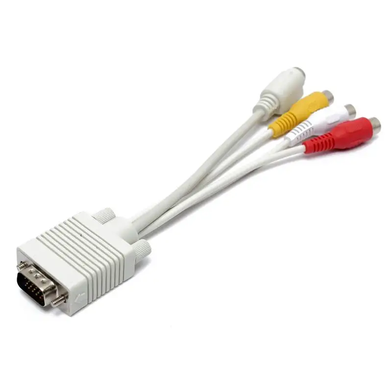 15 Pin Male VGA SVGA To 4 Pin Female S Video 3 RCA Jack Composite HD AV TV Out Converter Connector Adapter Cable for PC Laptop