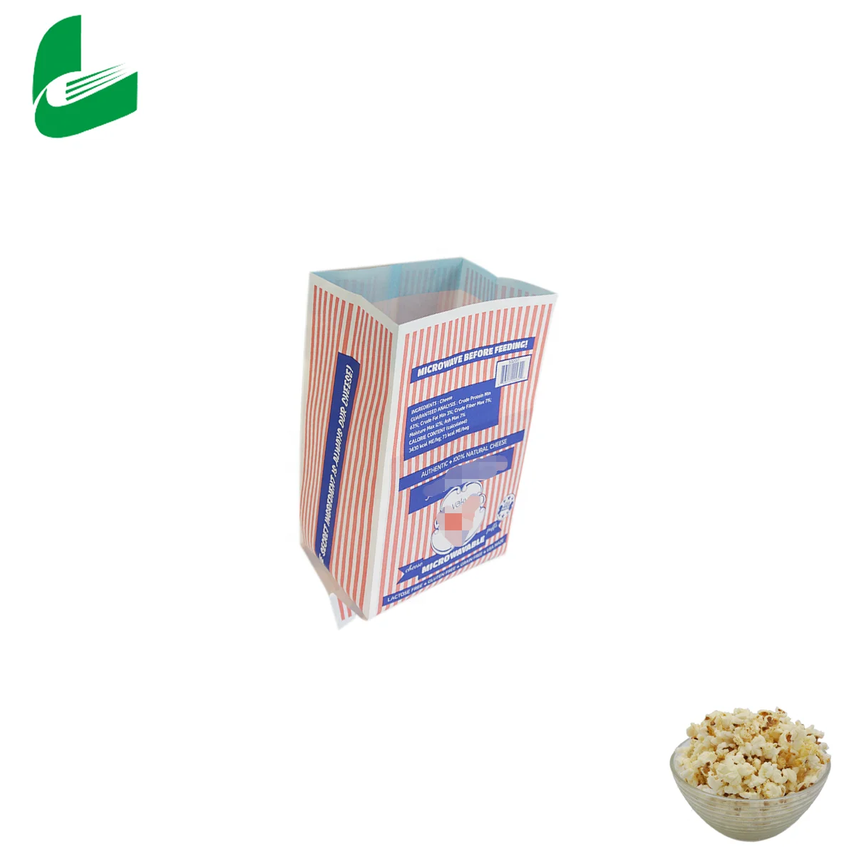 Полосатые цветные бумажные пакеты для микроволновки и попкорна для закусок и попкорна