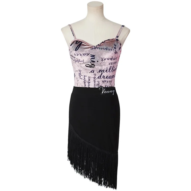 Vennystyle Newest High Quality Costume Dress Latin Costumes Suspenders Tassel Style Spring/Summer National Standard Dance Skirt