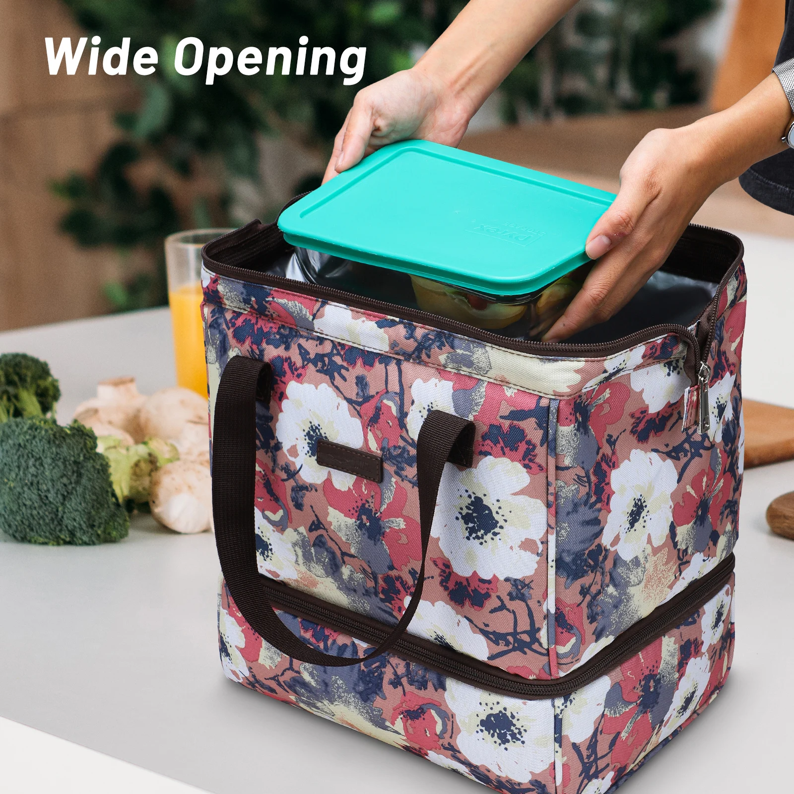 Women Lunch Box Bag Insulated Small Kids Lunch Cooler Bags Cute Leak Proof Meal Prep Lunch Box with Pockets