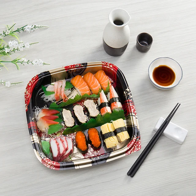 LOKYO коробка для еды на вынос, суши, Квадратный пластиковый одноразовый поднос для суши