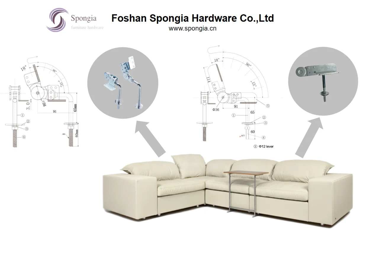 Best Selling Metal Iron Double Ear Adjustable Furniture Accessories Sofa Headrest Hinge for Sofa