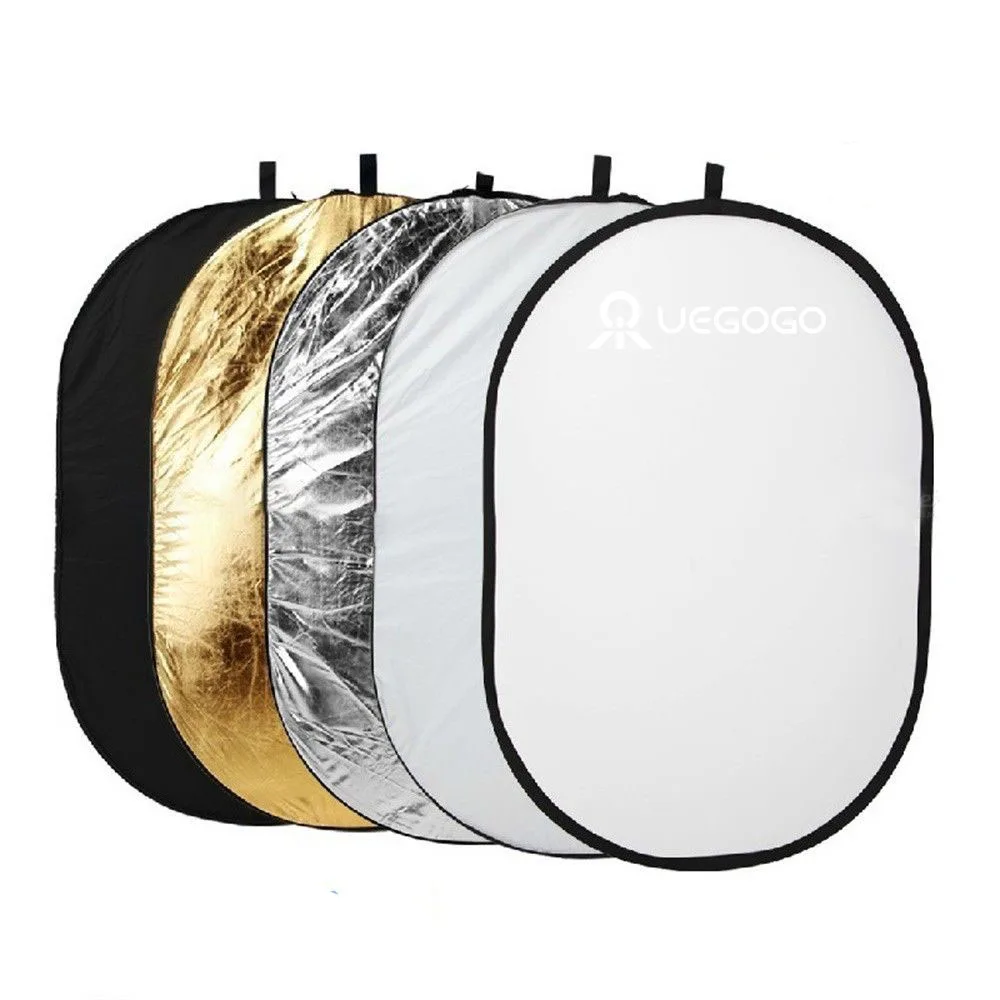 UEGOGO 90 X 120cm Metal Photography Collapsible Reflector 5-in-1 Oval Camera Lighting Reflecting Kit Photo Multi-disc Reflector