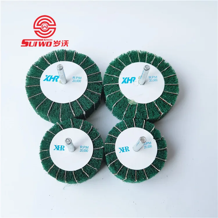 40*25*6mm Non Woven Polishing Wheel With Shaft 180# Flap Wheels For Metal & Wood & Plastic