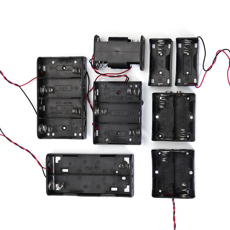 Customized 1 2 3 4 Slot Waterproof 1.5V/3V/6V C Size Type Battery Case Holder Storage Box For Battery With Wire Leads Cover