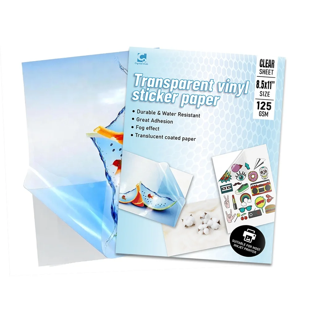 Fashionable Crystal Code Transparent Roll Laser Pet Waterproof Label Clear Self Adhesive Inkjet Vinyl Paper Sticker Sheet