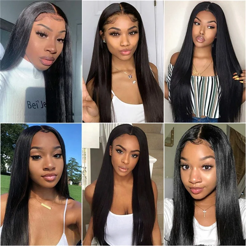 Cheap 13x4 4x4 Swiss Lace Front Wigs for Black Women Brazilian Raw 100% Virgin Indian Lace Closure Frontal Human Hair Wigs