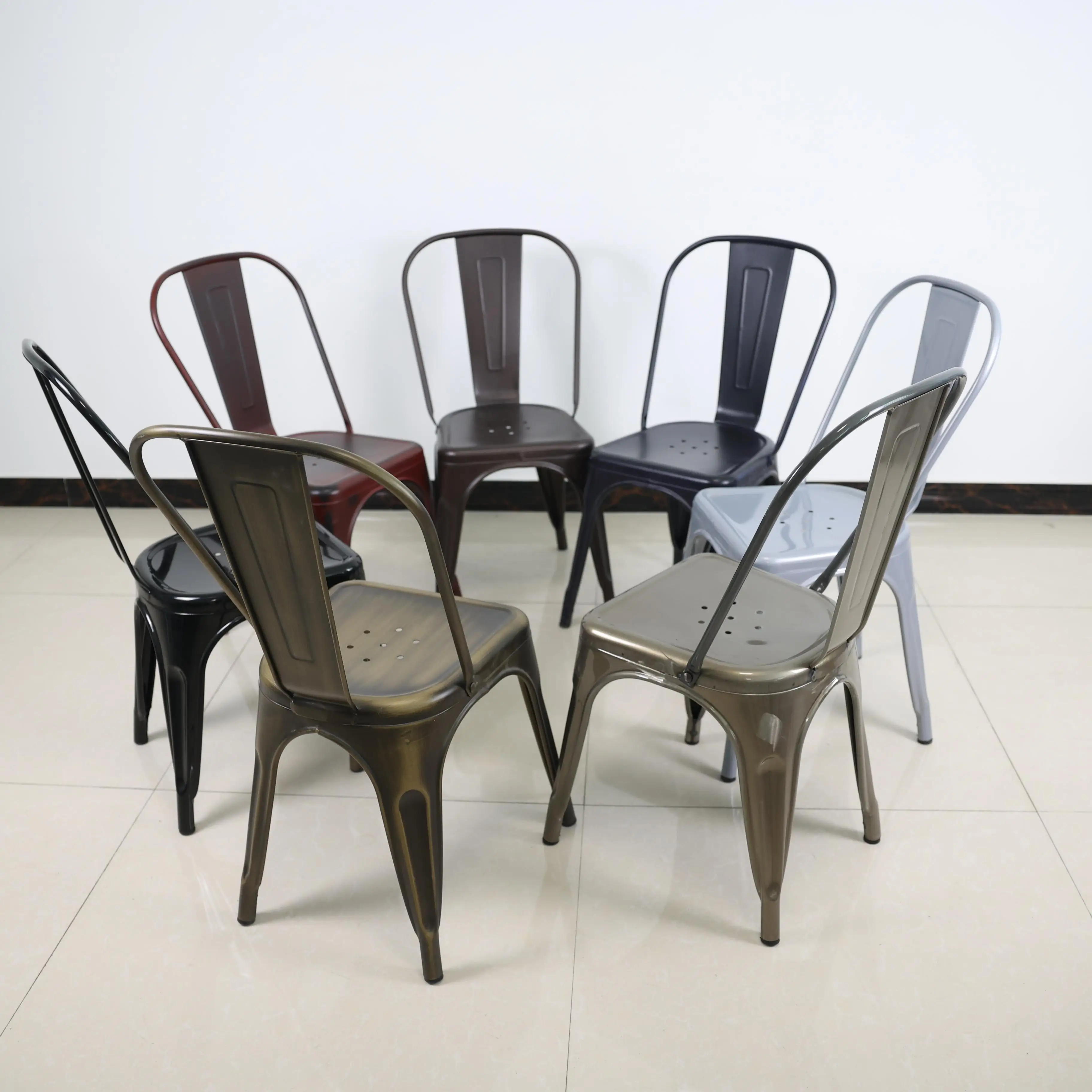 Metal Industrial Bar Light Weight Portable Easily Movable Pu Leather Dining Chairs With Luxury Comfortable Soft Leather Seat