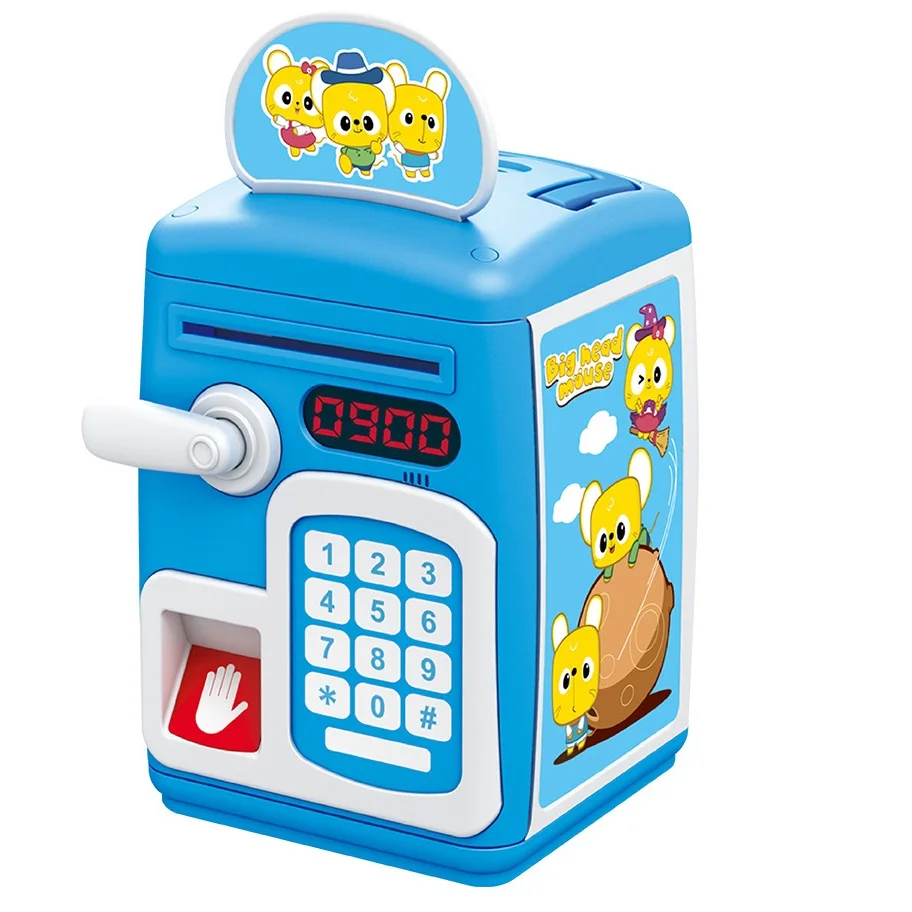 YIZHI Kids Electric Piggy Bank ATM Children Digital Coins Cash Saving Safe Deposit ATM Piggy Bank Paper Money Box with Stickers