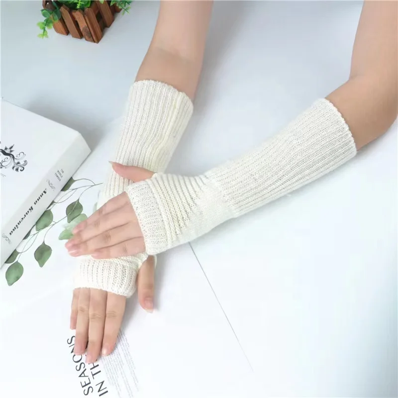 Winter Knitted Women Finger less Arm Warmer Gloves Cashmere Gloves