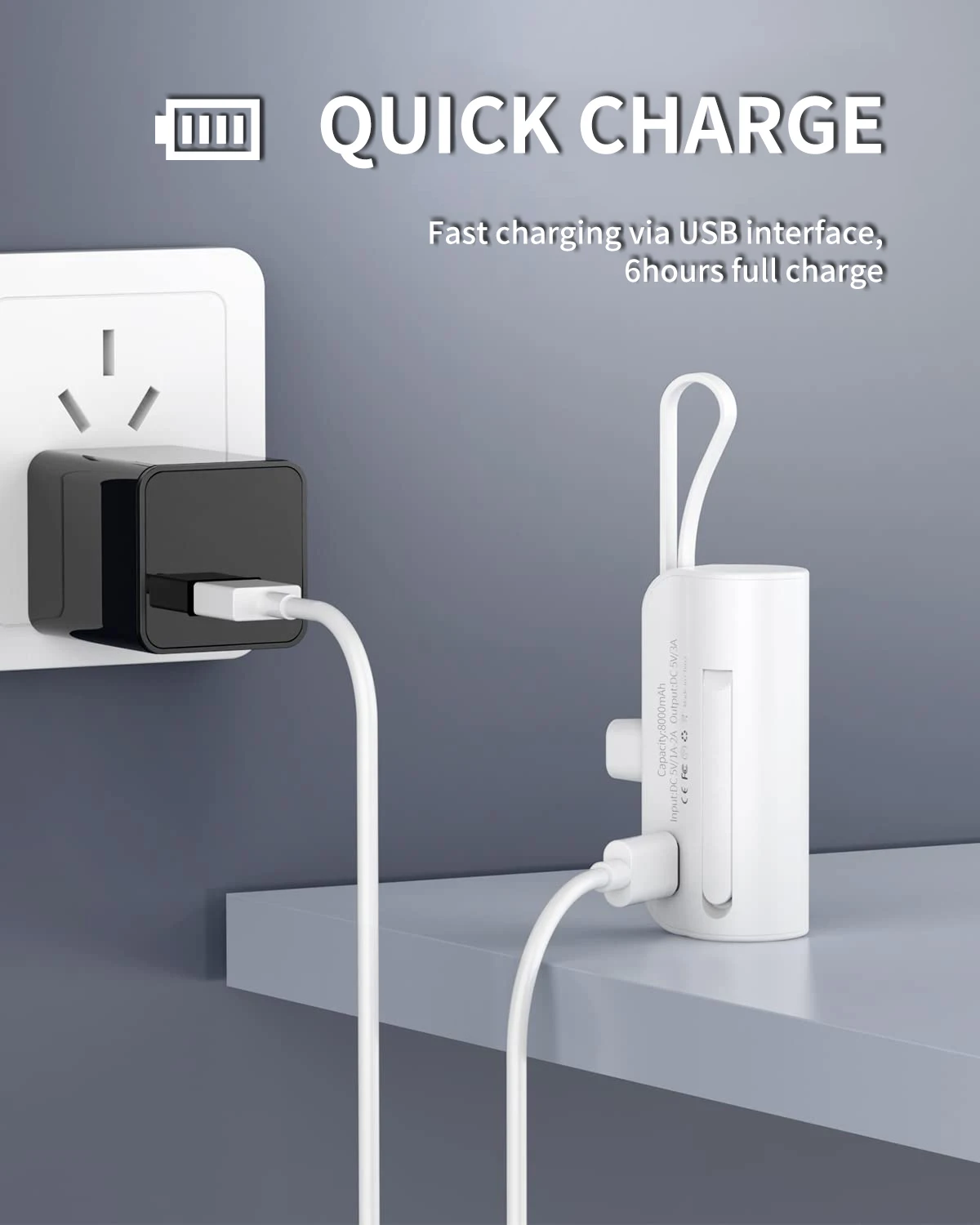 2023 Portable Charger Romoss Power Bank 8000mAh Ultra Compact Portable Phone Charger 5V3A Output Battery Pack Built-in Type-C