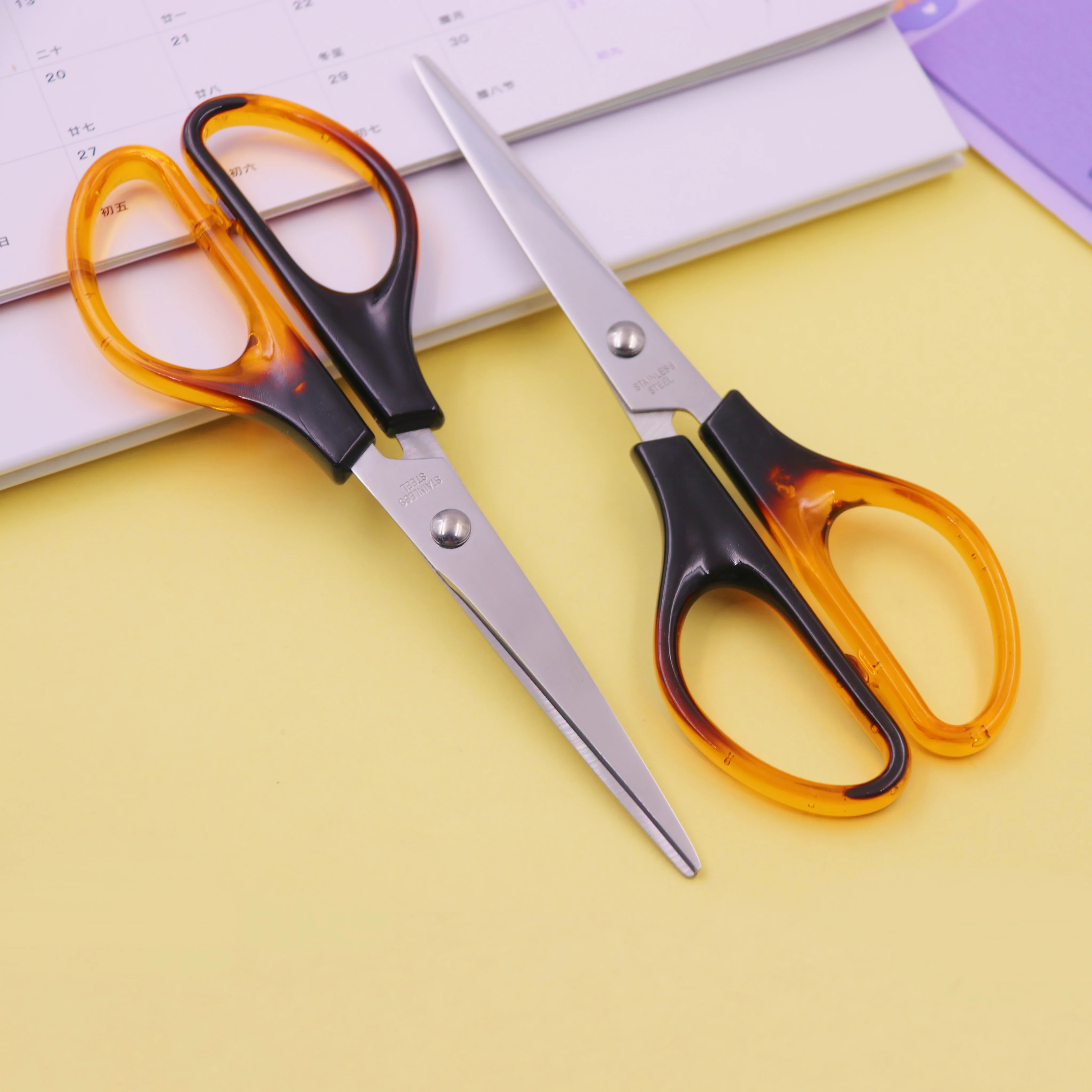 Профессиональные Офисные ножницы, ножницы с Янтарной ручкой, домашние ножницы с прозрачной ручкой, швейные ножницы