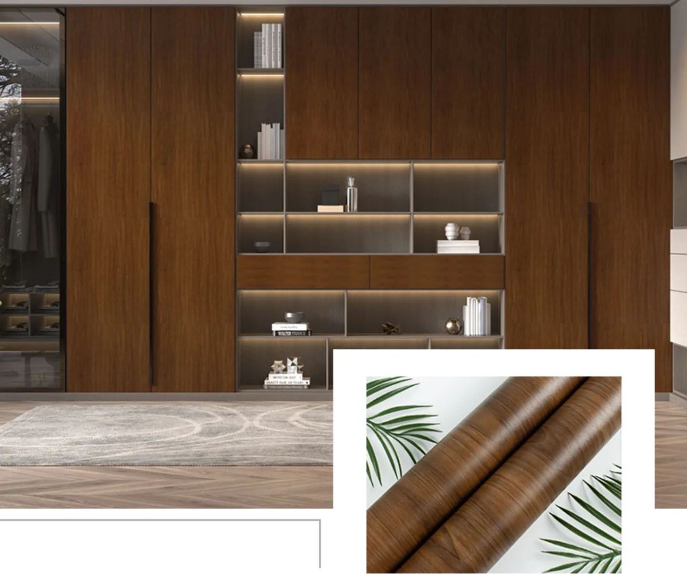 Self Adhesive Wallpaper Texture Laminate Kitchen Cabinet Wrap Furniture Sticker Vinyl Wood Grain PVC Film