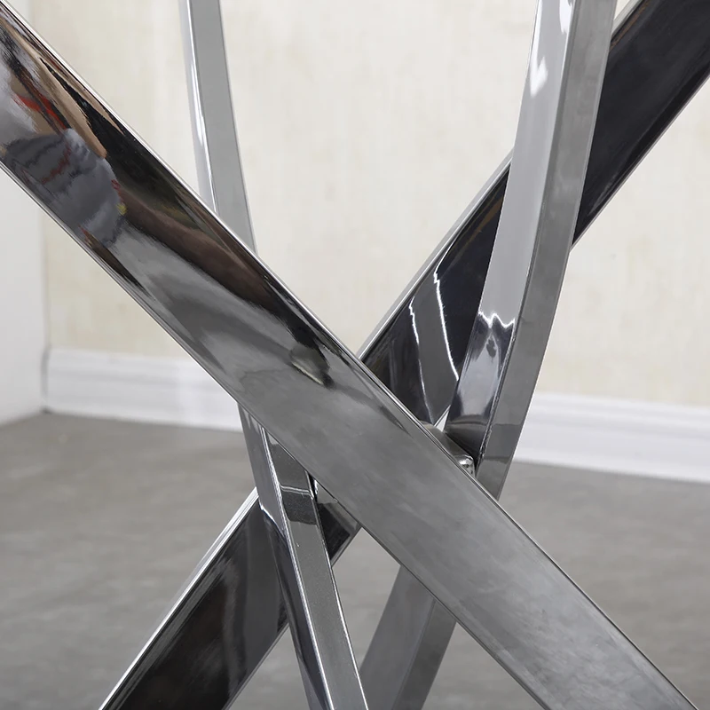 
round stainless steel transparent glass top dining table 