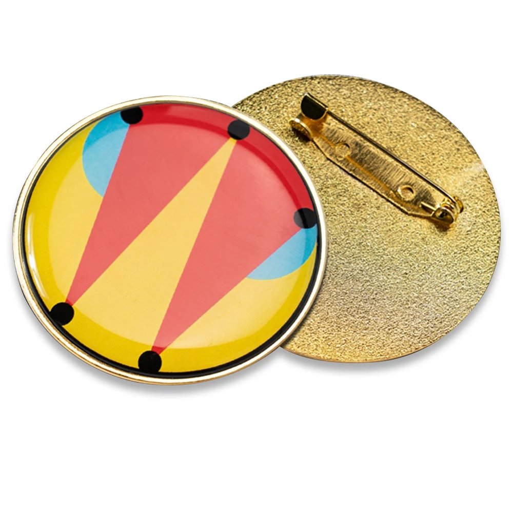 custom button tin Personalized Cheap Custom Made Supplier China Golden resin epoxy badge pin enamel badge electroplating