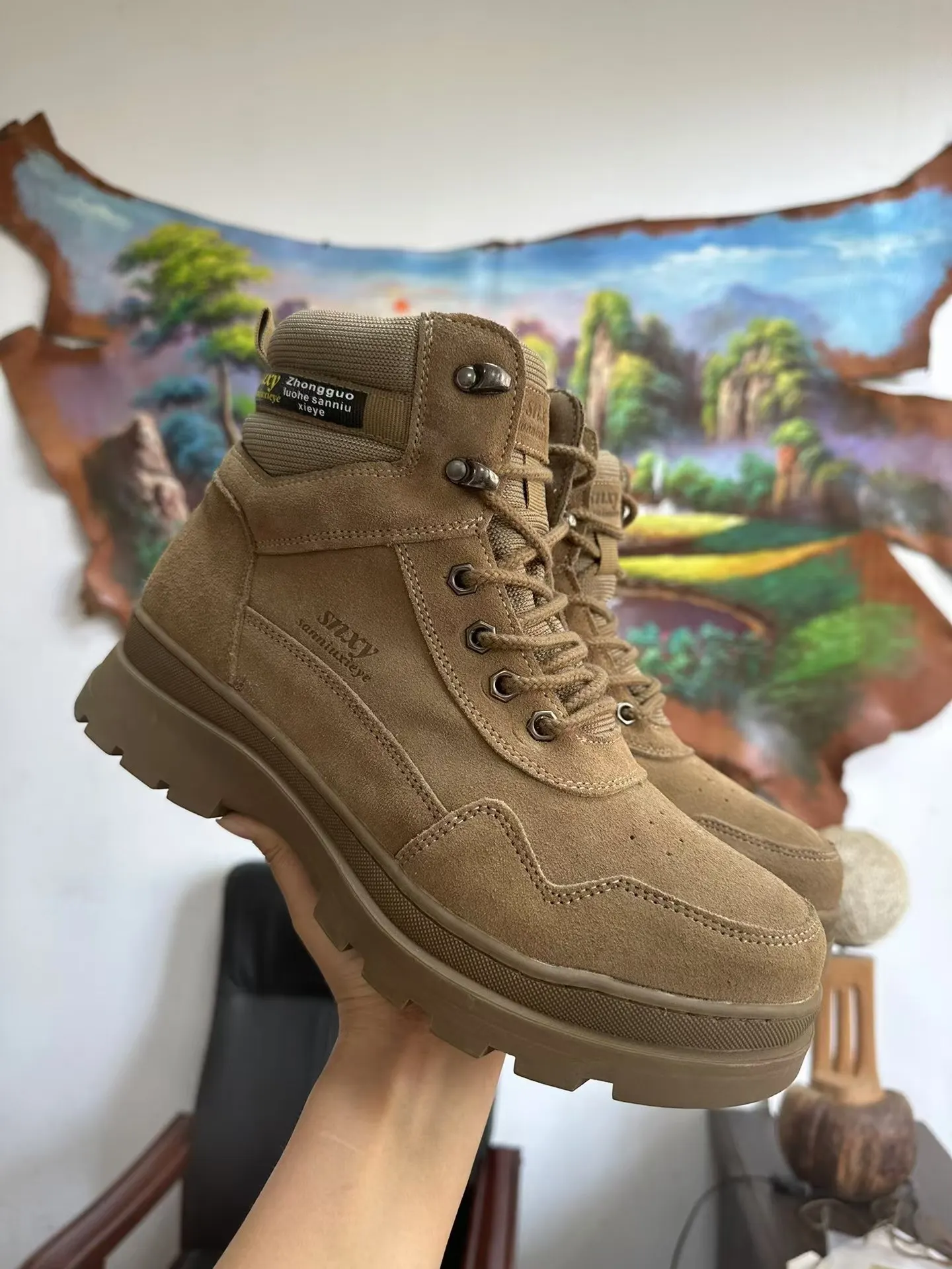 Genuine Leather Fashion Men Boots Wool Lining Rubber Outsole Snow Boots Mid-top Designer Snow Boots