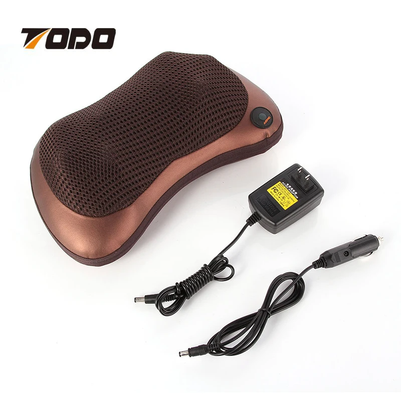 Multi-function electric rechargeable shiatsu kneading neck car seat massage pillow